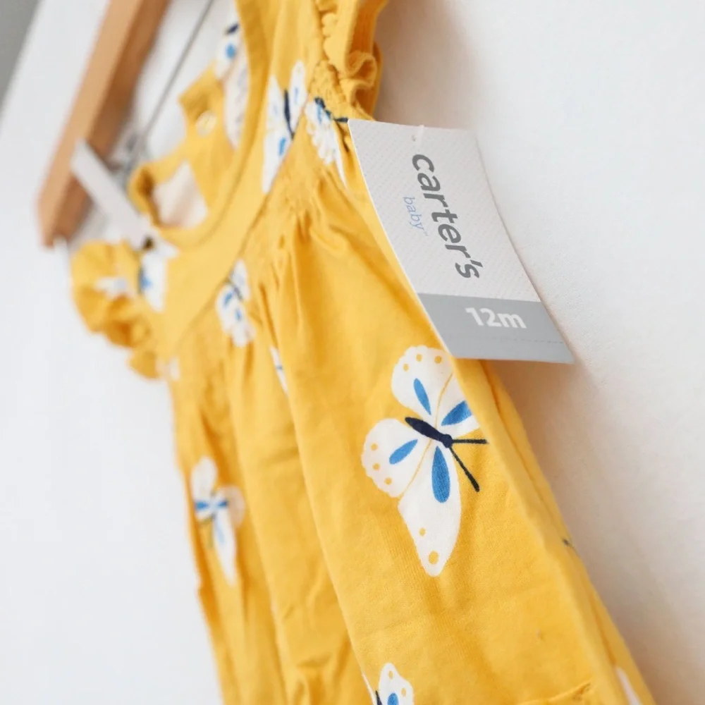 Set of 4 baby girl clothes 12m infant Carter's shorts bodysuits top new NWOT